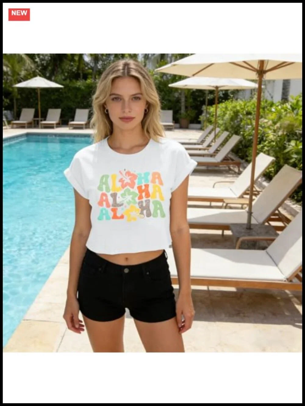 Women's Cropped Hawaiian T-Shirt Floral Graphic Beach Tee Tropical Vacation Top
